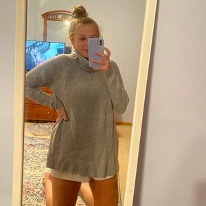 American Eagle Cowl Neck Long Grey Sweater